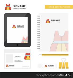 Dress Business Logo, Tab App, Diary PVC Employee Card and USB Brand Stationary Package Design Vector Template