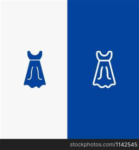 Dress, Girl, Wedding Line and Glyph Solid icon Blue banner