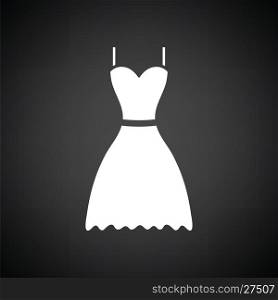 Dress icon. Black background with white. Vector illustration.