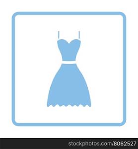 Dress icon. Blue frame design. Vector illustration.