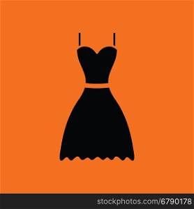 Dress icon. Orange background with black. Vector illustration.