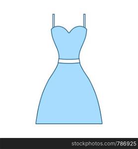 Dress Icon. Thin Line With Blue Fill Design. Vector Illustration.