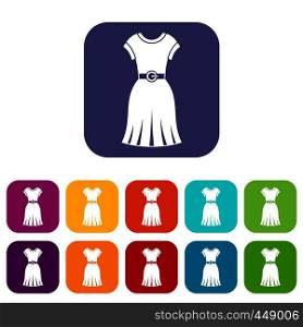 Dress icons set vector illustration in flat style In colors red, blue, green and other. Dress icons set flat