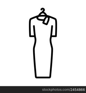 Dress On Hanger With Sale Tag Icon. Bold outline design with editable stroke width. Vector Illustration.