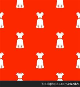 Dress pattern repeat seamless in orange color for any design. Vector geometric illustration. Dress pattern seamless