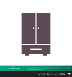 Dresser Cabinet - Furniture Interior Icon Vector Logo Template Illustration Design. Vector EPS 10.