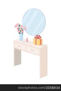 Dresser cabinet with decorations semi flat color vector object. Realistic item on white. Interior furniture isolated modern cartoon style illustration for graphic design and animation. Dresser cabinet with decorations semi flat color vector object