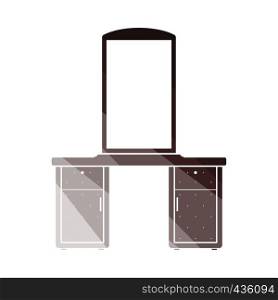 Dresser with mirror icon. Flat color design. Vector illustration.