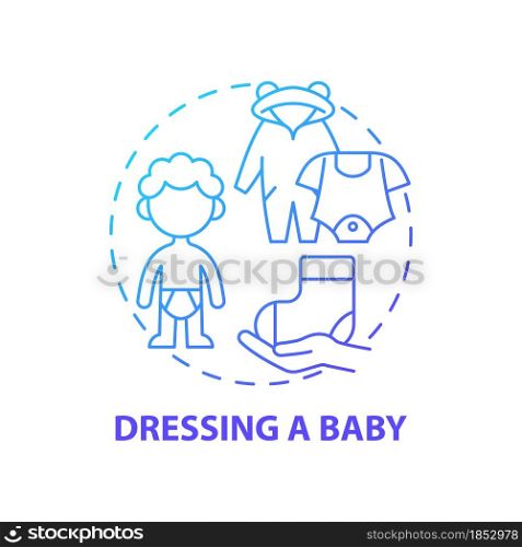 Dressing baby blue gradient concept icon. Change baby clothes abstract idea thin line illustration. Child care and hygiene. What infant wears. Vector isolated outline color drawing. Dressing baby blue gradient concept icon