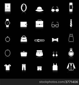 Dressing icons with reflect on black background, stock vector