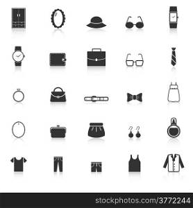 Dressing icons with reflect on white background, stock vector