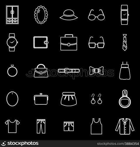 Dressing line icons on black background, stock vector