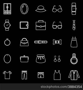 Dressing line icons on black background, stock vector
