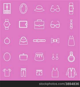 Dressing line icons on pink background, stock vector
