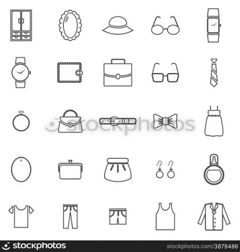 Dressing line icons on white background, stock vector
