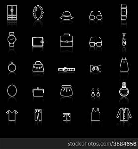 Dressing line icons with reflect on black, stock vector