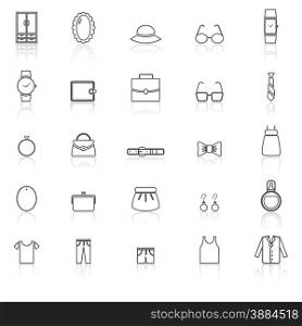 Dressing line icons with reflect on white, stock vector
