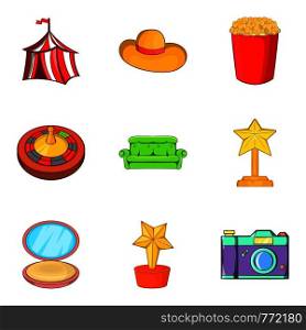 Dressing room icons set. Cartoon set of 9 dressing room vector icons for web isolated on white background. Dressing room icons set, cartoon style