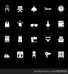 Dressing room icons with reflect on black background, stock vector