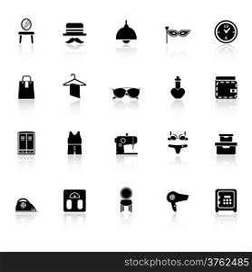 Dressing room icons with reflect on white background, stock vector