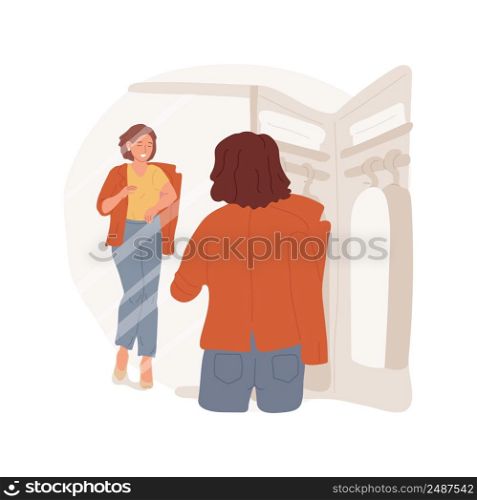 Dressing up isolated cartoon vector illustration. Family members in front of mirror, getting dressed, lifestyle, daily morning routine, get ready for the day, botton up shirt vector cartoon.. Dressing up isolated cartoon vector illustration.