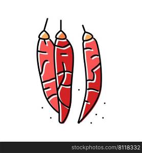 dried chili pepper color icon vector. dried chili pepper sign. isolated symbol illustration. dried chili pepper color icon vector illustration