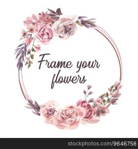 Dried floral wreath design with rose peony Vector Image