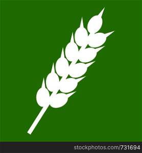 Dried wheat ear icon white isolated on green background. Vector illustration. Dried wheat ear icon green