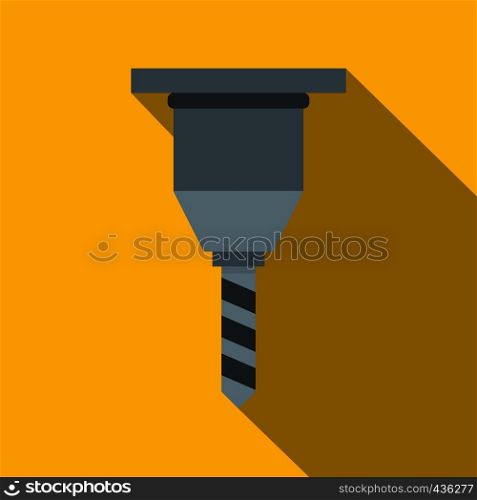 Drill bit icon. Flat illustration of drill bit vector icon for web on yellow background. Drill bit icon, flat style