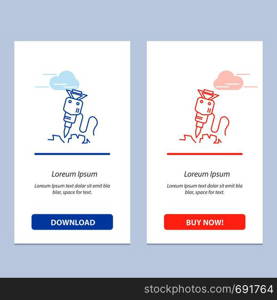 Drill, Building, Construction, Repair, Tool Blue and Red Download and Buy Now web Widget Card Template