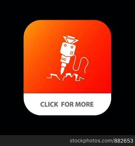 Drill, Building, Construction, Repair, Tool Mobile App Button. Android and IOS Glyph Version