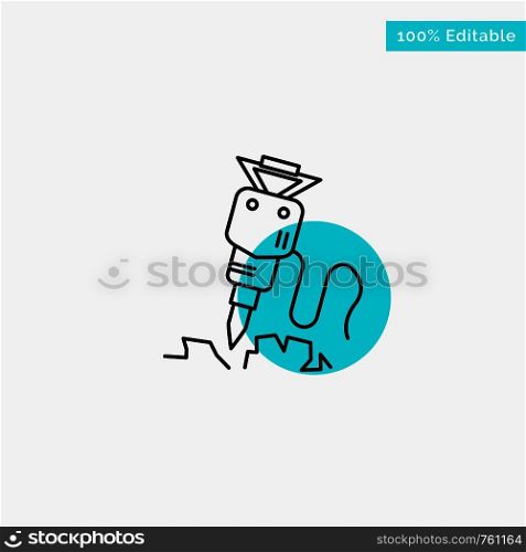 Drill, Building, Construction, Repair, Tool turquoise highlight circle point Vector icon