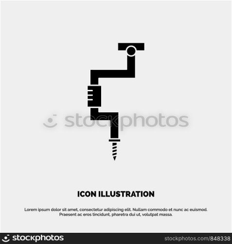 Drill, Carpenter, Tool, Tool, Well solid Glyph Icon vector