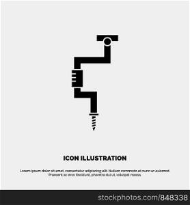 Drill, Carpenter, Tool, Tool, Well solid Glyph Icon vector