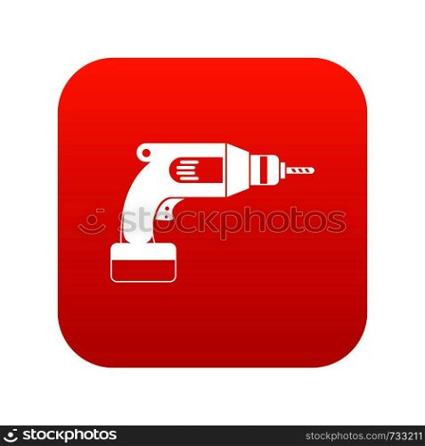Drill icon digital red for any design isolated on white vector illustration. Drill icon digital red