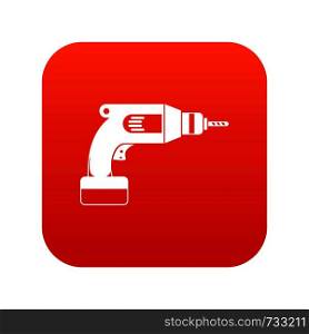 Drill icon digital red for any design isolated on white vector illustration. Drill icon digital red