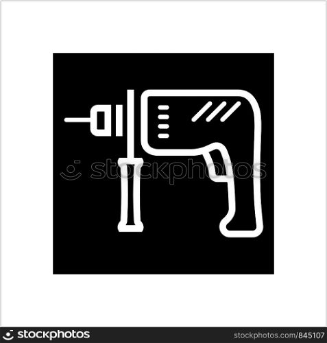 Drill Machine Icon, Machine Tool Icon Vector Art Illustration