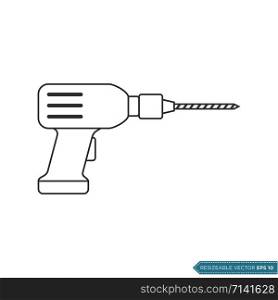 Drill Machine Icon Vector Template Illustration Design