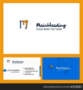 Drill machine Logo design with Tagline & Front and Back Busienss Card Template. Vector Creative Design