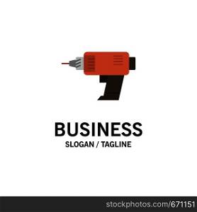 Drill, Power, Machine, Cordless, Electronics Business Logo Template. Flat Color
