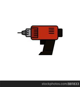 Drill, Power, Machine, Cordless, Electronics Flat Color Icon. Vector icon banner Template