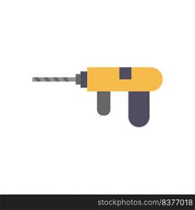 Drill tool icon vector equipment repair. Construction work symbol industry illustration and mechanic instrument sign. Hardware industrial builder object and technology element engineer isolated white