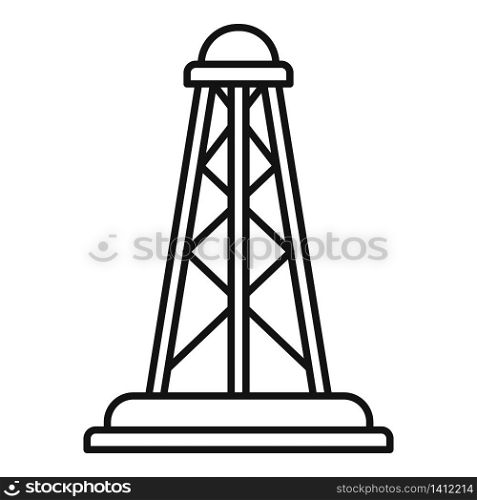 Drilling derrick icon. Outline drilling derrick vector icon for web design isolated on white background. Drilling derrick icon, outline style