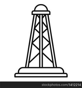 Drilling derrick icon. Outline drilling derrick vector icon for web design isolated on white background. Drilling derrick icon, outline style