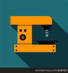 Drilling machine icon. Flat illustration of drilling machine vector icon for web on baby blue background. Drilling machine icon, flat style