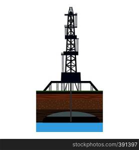 Drilling of oil well in sea icon. Cartoon illustration of drilling of oil well in sea vector icon for web. Drilling of oil well in sea icon, cartoon style