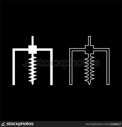 Drilling rig Bore for ground mine industry geological Boring concept Auger icon outline set white color vector illustration flat style simple image. Drilling rig Bore for ground mine industry geological Boring concept Auger icon outline set white color vector illustration flat style image