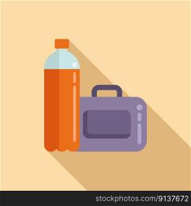 Drink and lunch box icon flat vector. School food. Kid snack. Drink and lunch box icon flat vector. School food