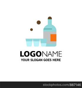 Drink, Bottle, Glass, Ireland Business Logo Template. Flat Color