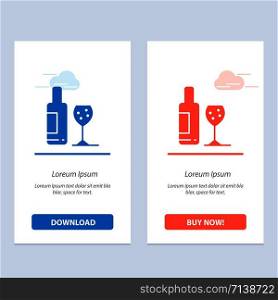 Drink, Bottle, Glass, Love Blue and Red Download and Buy Now web Widget Card Template